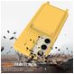 Mobigear Integrated Card Bag Solid Color Liquid Samsung Galaxy A35 Siliconen Hoesje met koord en Pasjeshouder - Geel