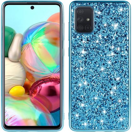 Mobigear Glitter Samsung Galaxy A73 Hoesje Hardcase Backcover - Blauw