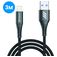 Mobigear Nylon USB-A naar Apple Lightning Kabel MFI 3 m - Zwart