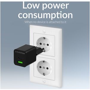 Mobilize Dual USB / USB-C Oplader Power Delivery 30W - Zwart