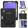 Mobigear RingGuard iPad Mini 7 (2024) Hoes Hard Kunststof,Siliconen Backcover + Stylus Houder + Schouderband + Standaard - Zwart