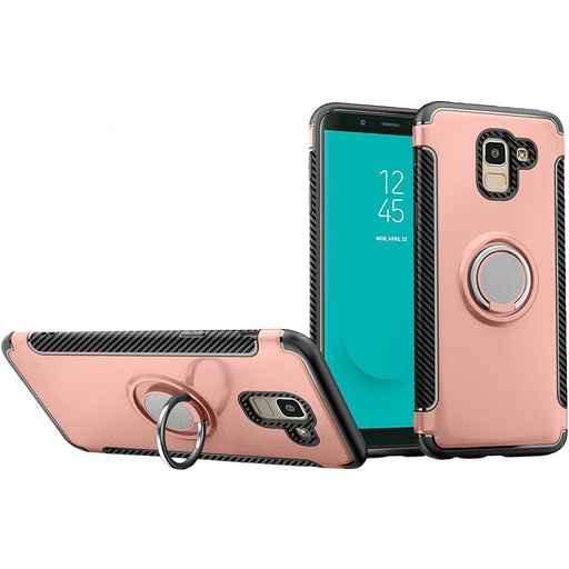 Mobigear Armor Ring Samsung Galaxy J6 (2018) Hoesje Hardcase Backcover Shockproof met Ringhouder - Roségoud