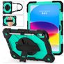 Mobigear SureGrip Xtreme iPad 10 (2022) Hoes Hard Kunststof,Siliconen Backcover + Stylus Houder + Schouderband + Standaard - Zwart / Turquoise