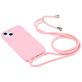 Mobigear Lanyard iPhone 16 Siliconen Hoesje met koord - Roze