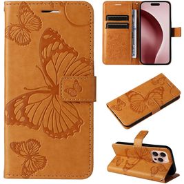 Mobigear Butterfly iPhone 16 Pro Hoesje Bookcase Portemonnee - Cognac