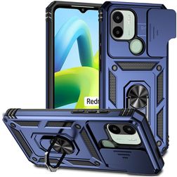 Mobigear Armor Ring Cam Slide Xiaomi Redmi A1 4G Hoesje Hardcase Backcover Shockproof met Ringhouder en Camera Slider - Blauw