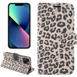 Mobigear Leopard iPhone 14 Hoesje Bookcase Portemonnee - Bruin