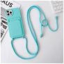 Mobigear Lanyard Card iPhone 15 Pro Siliconen Hoesje met koord en Pasjeshouder - Blauw