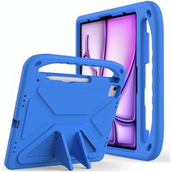 Mobigear AeroArmor iPad Air 13 Inch (2026) Kinder Tablethoes met Handvat + Stylus Houder - Blauw