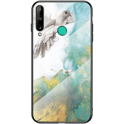 Mobigear Marble Glass Huawei P40 Lite E Hoesje Gehard Glas Backcover - Duif