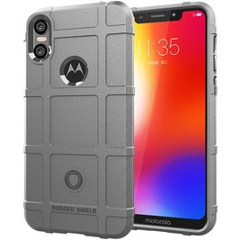 Mobigear Rugged Shield Motorola One Power Hoesje Flexibel TPU Backcover Shockproof - Grijs