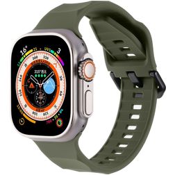 Mobigear Ripple Siliconen Apple Watch Bandje Gespsluiting - 49/46/45/44 mm - Groen