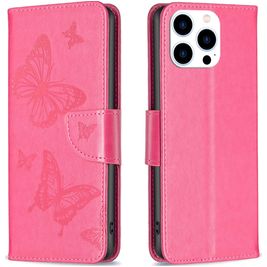 Mobigear Butterfly iPhone 15 Pro Hoesje Bookcase Portemonnee - Magenta