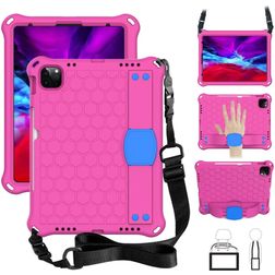 Mobigear HexStrap iPad Air 5 (2022) Hoes Hard kunststof / EVA-schuim Backcover + Stylus Houder + Schouderband + Standaard - Roze