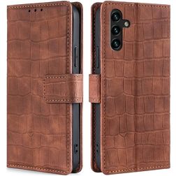 Mobigear Croco Samsung Galaxy A04s Hoesje Bookcase Portemonnee - Bruin
