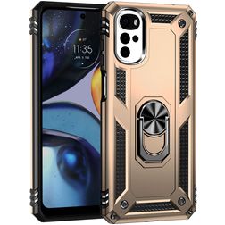 Mobigear Armor Ring Motorola Moto G22 Hoesje Hardcase Backcover Shockproof met Ringhouder - Goud