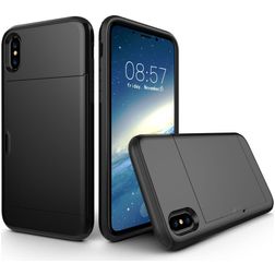 Mobigear Card iPhone XS Hoesje Hardcase Backcover Shockproof met Pasjeshouder - Zwart