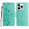 Mobigear Flowers iPhone 16 Pro Max Hoesje Bookcase Portemonnee - Groen