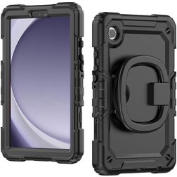 Mobilize Rotating Defender Samsung Galaxy Tab A9 (2023) Hoes Hard kunststof / Siliconen Backcover + Schouderband + Standaard - Zwart
