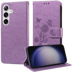 Mobigear Flowers Samsung Galaxy S25 Plus Hoesje Bookcase Portemonnee - Paars