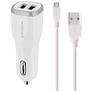 Mobiparts Dual USB Autolader Micro USB 1 Meter 24W 4.8A - Wit