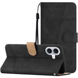 Mobigear Stitch iPhone 17 Hoesje Bookcase Portemonnee - Zwart