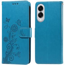 Mobigear Flowers Samsung Galaxy S25 Edge Hoesje Bookcase Portemonnee - Blauw