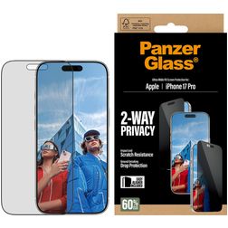 PanzerGlass Ultra-Wide Fit iPhone 17 Pro Glazen Screenprotector Privacy - Case Friendly + Installatieframe - Zwart
