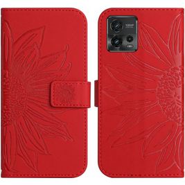 Mobigear Sunflower Motorola Moto G72 Hoesje Bookcase Portemonnee - Rood