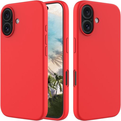 Mobigear Rubber Touch iPhone 16 Siliconen Hoesje Backcover - Rood