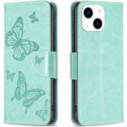 Mobigear Butterfly iPhone 15 Hoesje Bookcase Portemonnee - Groen