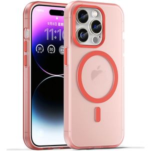 Mobigear Shockproof iPhone 16 Pro MagSafe Hoesje Flexibel TPU Backcover - Rood