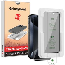 GrizzlyCoat AlignPro AntiSpy iPhone 15 Plus Glazen Screenprotector Privacy - Case Friendly + Installatie Frame
