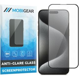 Mobigear Premium iPhone 15 Pro Glazen Screenprotector Anti-Glare - Case Friendly - Zwart
