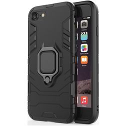Mobigear Armor Ring iPhone SE (2022) Hoesje Hardcase Backcover Shockproof met Ringhouder - Zwart