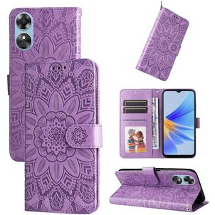 Mobigear Sunflower OPPO A17 Hoesje Bookcase Portemonnee - Paars