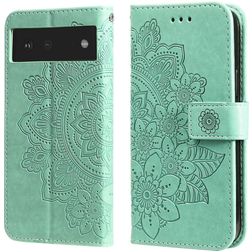 Mobigear Flowers Google Pixel 6 Hoesje Bookcase Portemonnee - Groen