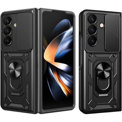 Mobigear Armor Ring Cam Slide Samsung Galaxy Z Fold 8 Ultra Hoesje Hardcase Backcover Shockproof met Ringhouder en Camera Slider - Zwart