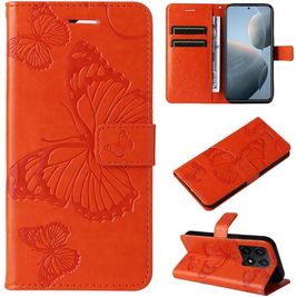 Mobigear Butterfly Xiaomi 14T Hoesje Bookcase Portemonnee - Oranje