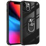 Mobigear Crystal Ring iPhone 14 Pro Hoesje Hardcase Backcover met Ringhouder - Transparant / Zwart