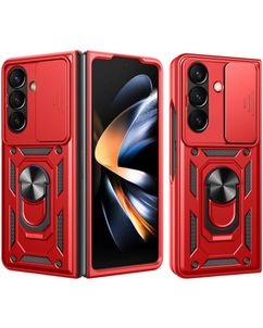 Mobigear Armor Ring Cam Slide Samsung Galaxy Z Fold 8 Ultra Hoesje Hardcase Backcover Shockproof met Ringhouder en Camera Slider - Rood
