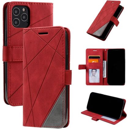 Mobigear Rhombus iPhone 12 Pro Hoesje Bookcase Portemonnee - Rood