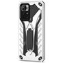 Mobigear Armor Stand Xiaomi Redmi Note 11T Hoesje Hardcase Backcover Shockproof met Standaard - Zilver