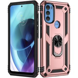 Mobigear Armor Ring Motorola Moto G71 5G Hoesje Hardcase Backcover Shockproof met Ringhouder - Roségoud