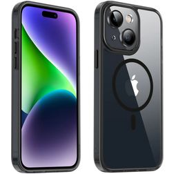 Valenta Trend iPhone 15 Plus MagSafe Hoesje Hardcase Backcover - Transparant / Zwart