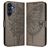 Mobigear Flowers Samsung Galaxy A17 Hoesje Bookcase Portemonnee - Grijs