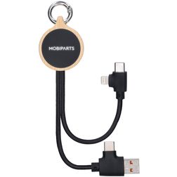 Mobiparts Multicable USB-A / USB-C naar Apple Lightning / USB-C Kabel 0.2 Meter - Zwart