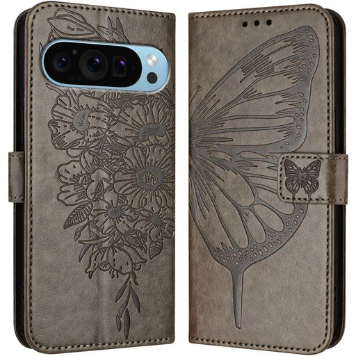 Mobigear Butterfly Google Pixel 9 Pro XL Hoesje Bookcase Portemonnee - Grijs
