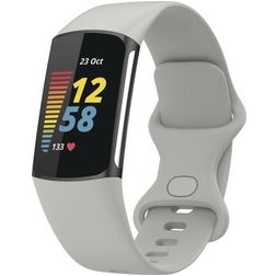 Mobigear Sport Dual Siliconen Fitbit Charge 5 Bandje Druksluiting - Grijs