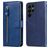 Mobigear Zipper Samsung Galaxy S23 Ultra Hoesje Bookcase Portemonnee - Blauw